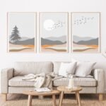 Abstract Landscape Wall Art set of 3 Print for Living Room
