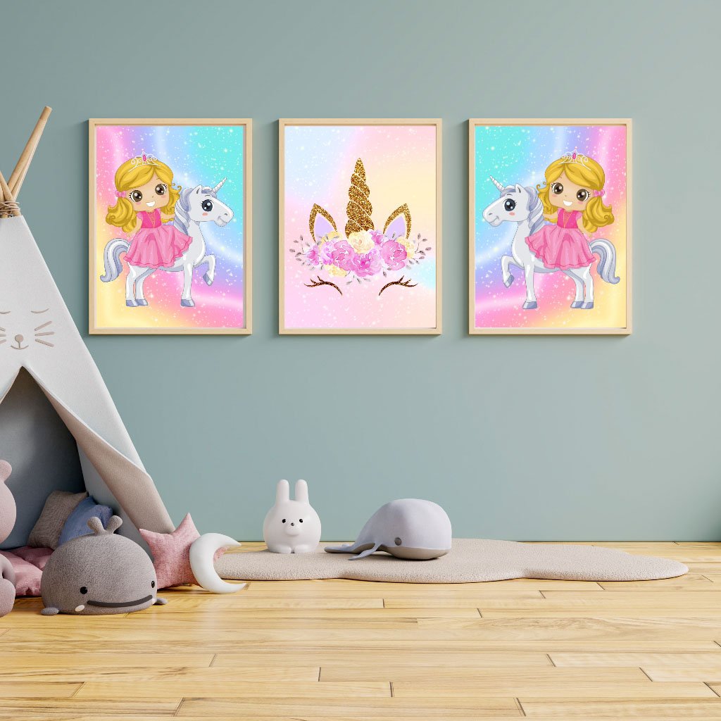 Unicorn Gold Glitter wall Art
