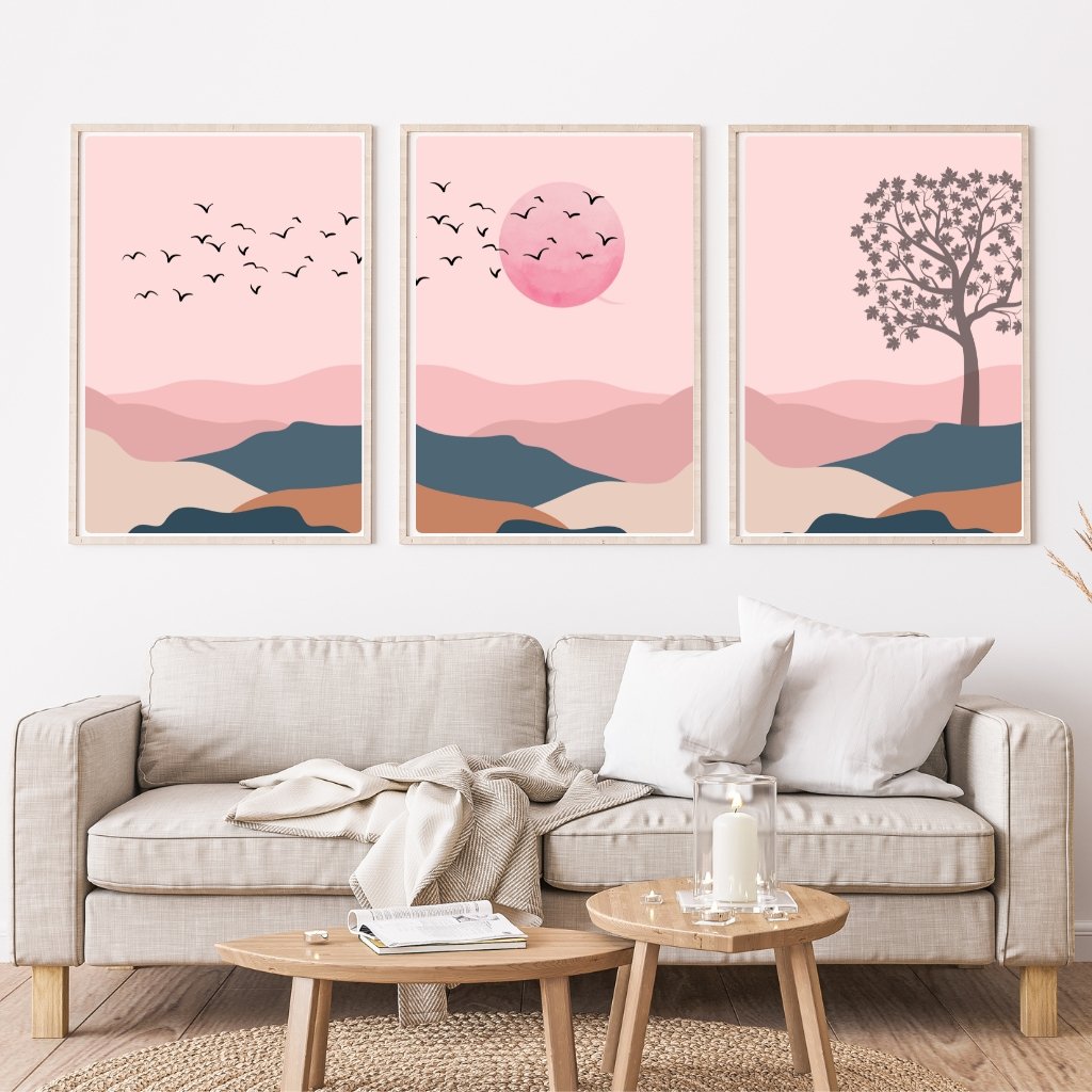 Abstract Pink and Blue wall Art