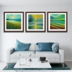 Green abstract landscape print