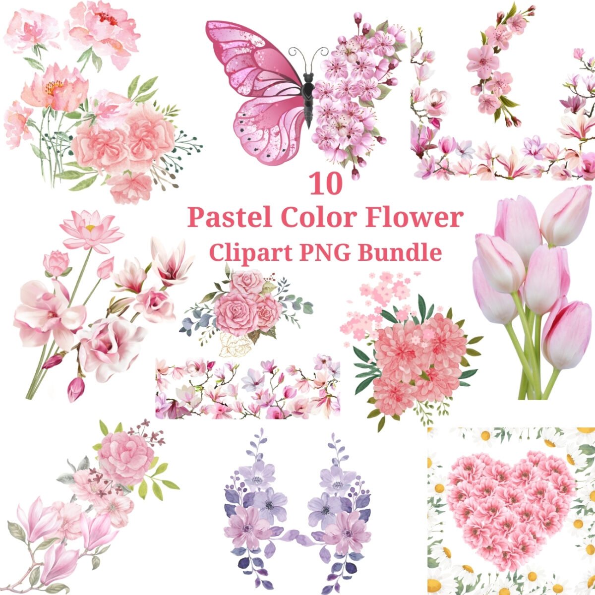 Pastel Floral Clipart PNG