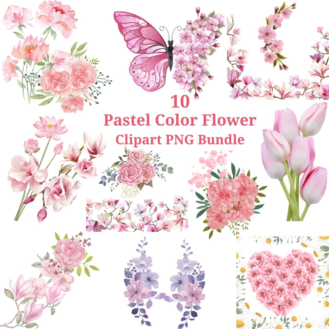 Pastel Floral Clipart PNG