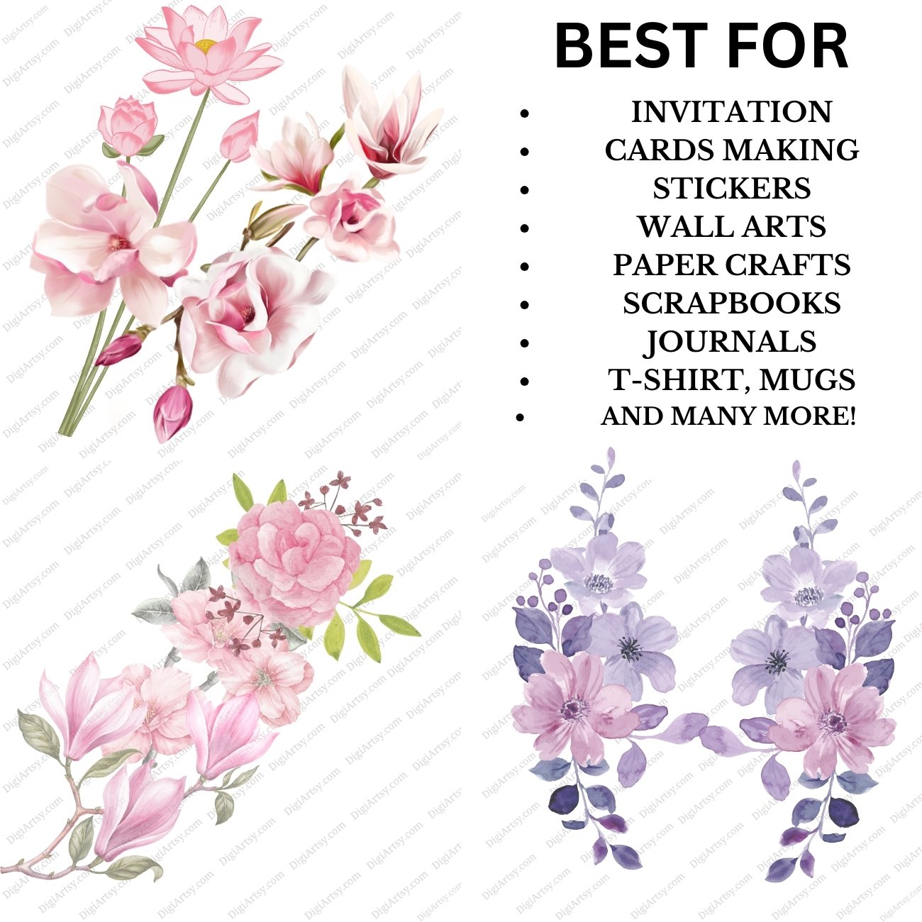 Watercolor Floral Clipart Bouquets