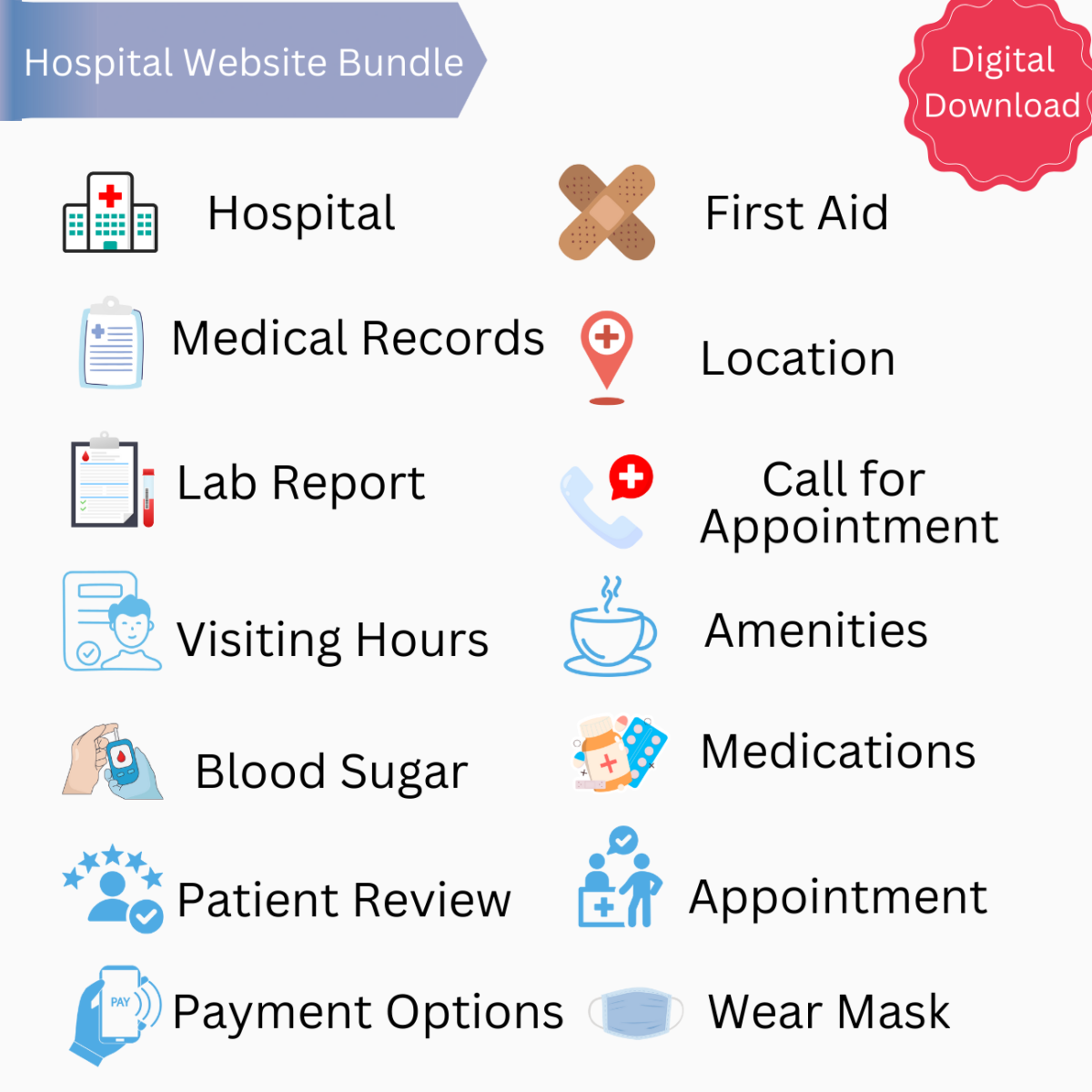Hospital Color Icons PNG