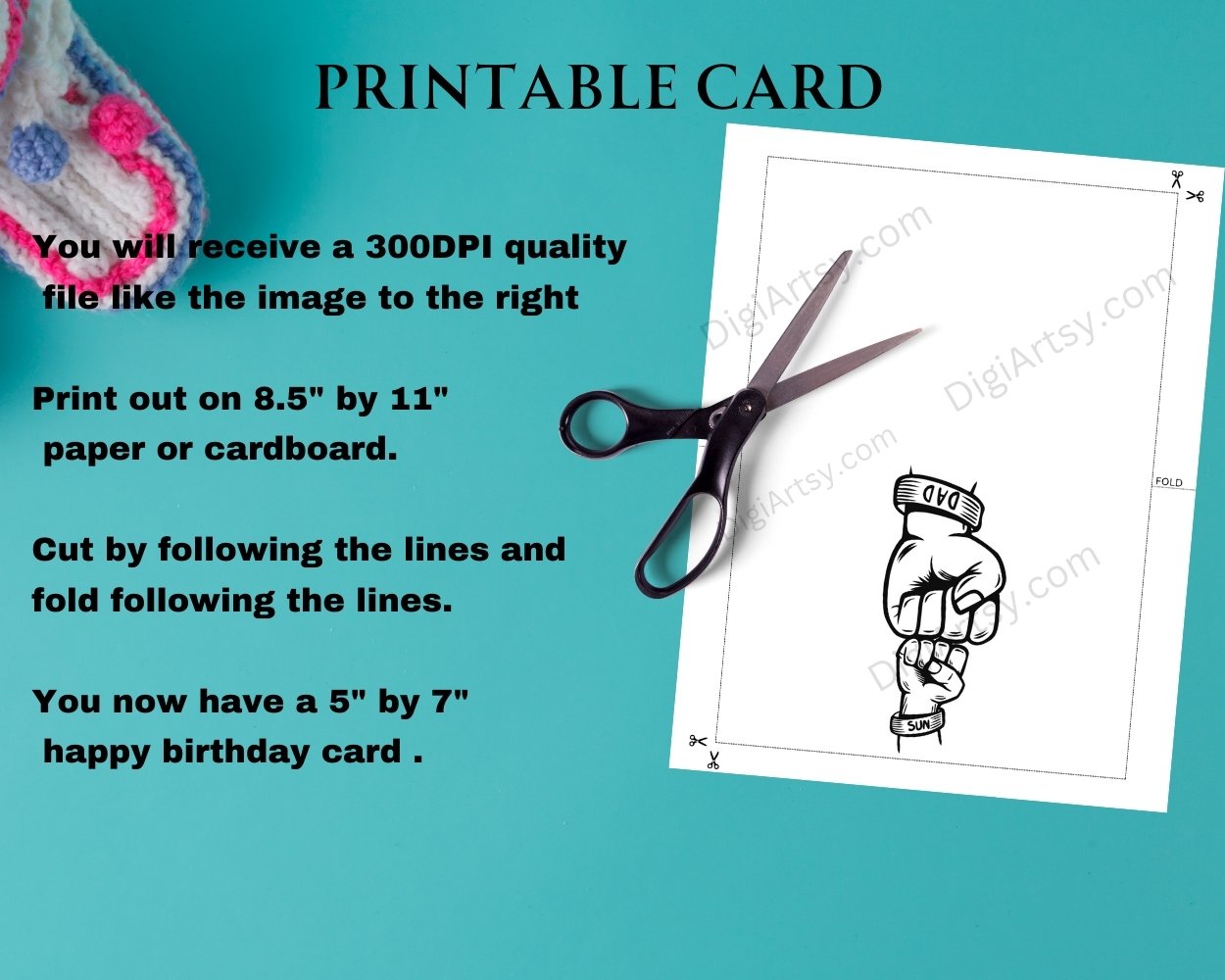 Dad and Son Greeting Card Printable | Greeting Card for Dad | Digital Card for Dad and 1 Kid - Image 4