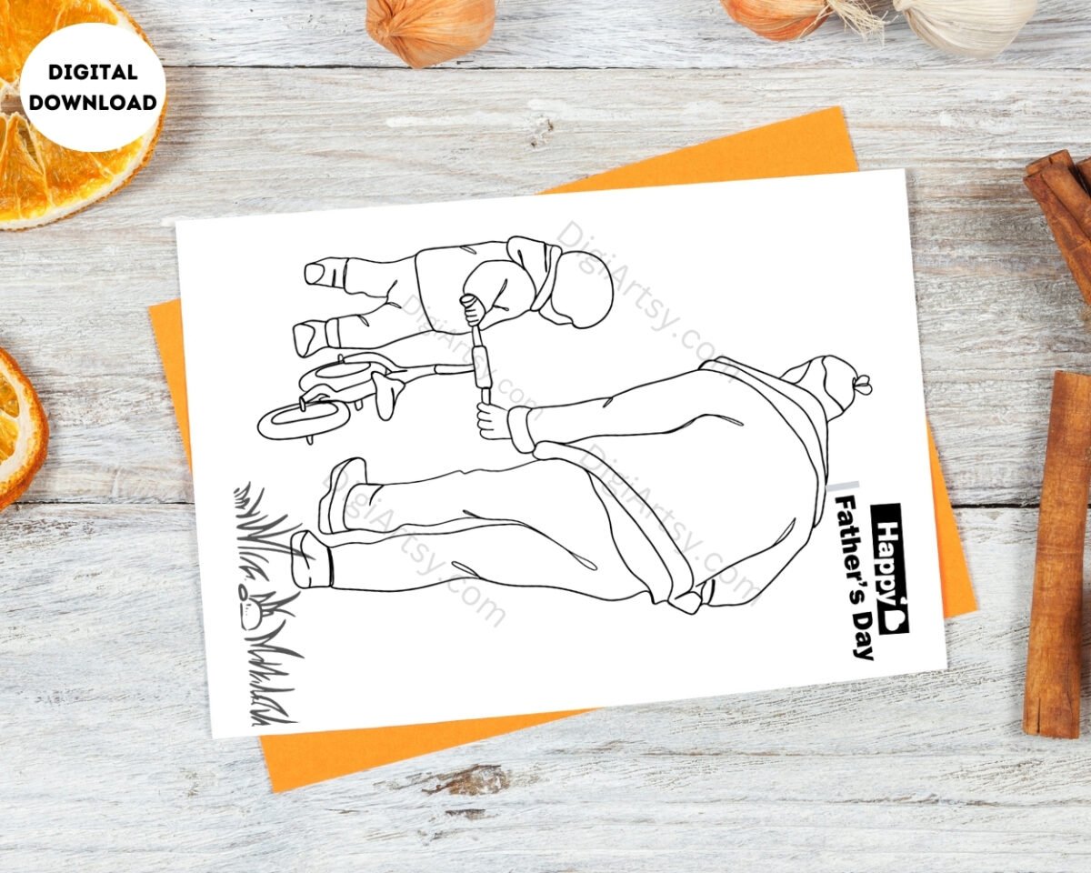 Printable Father's Day Greeting card for Dad with Kids