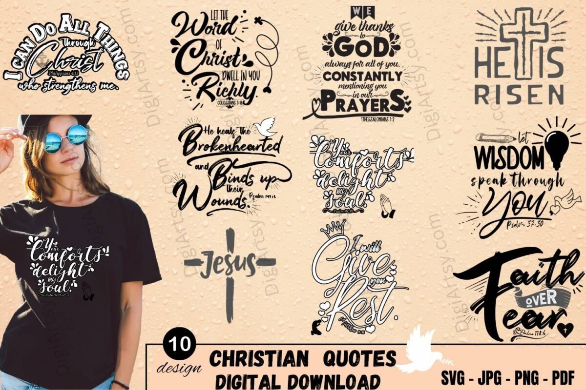 10 Christian Tshirt Design PNG SVG Bundle