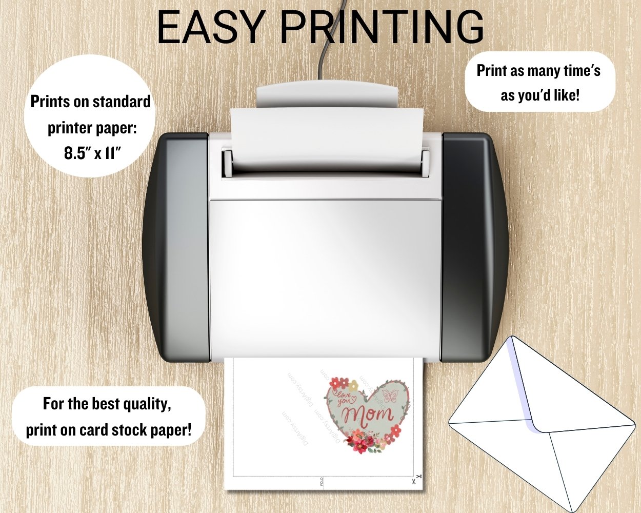 Hearty Love you Mom Greeting Card for Birthday Print - Image 6