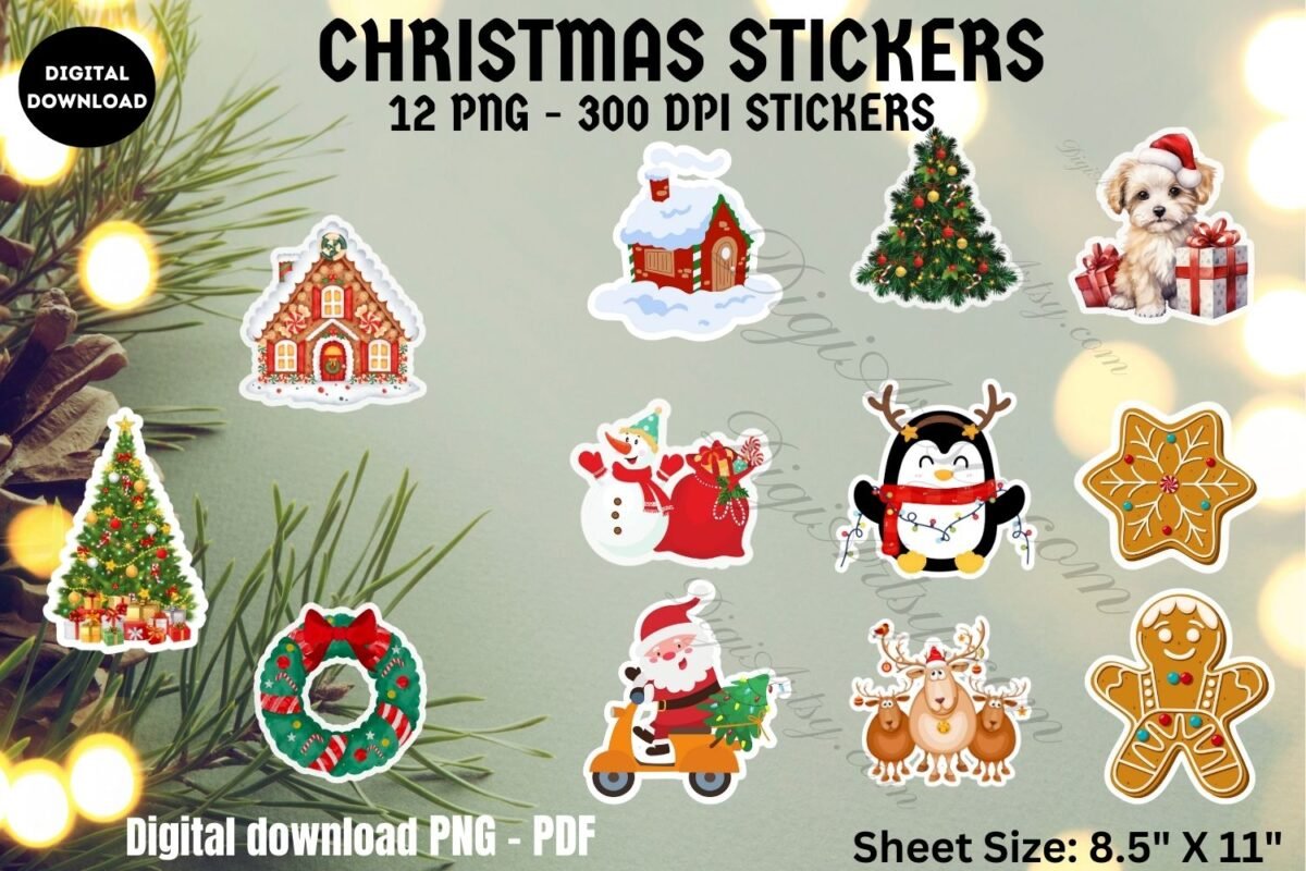 Christmas Printable stickers for Planner