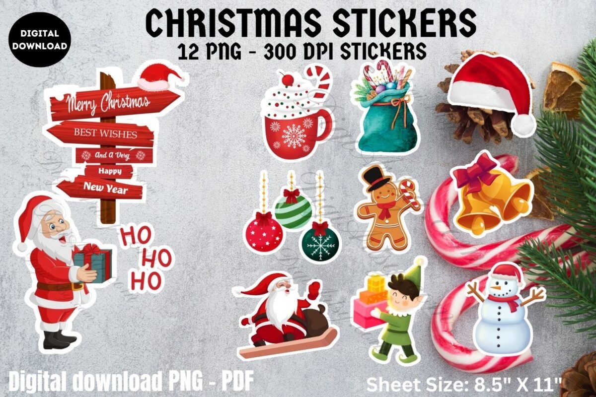 Christmas Printable stickers for Digital Planner