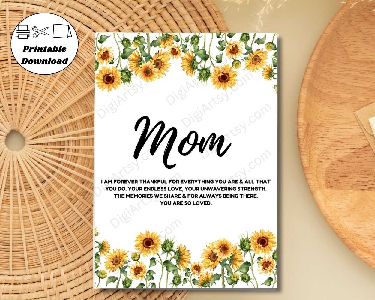 Printable Thankyou Card for Mom with Message