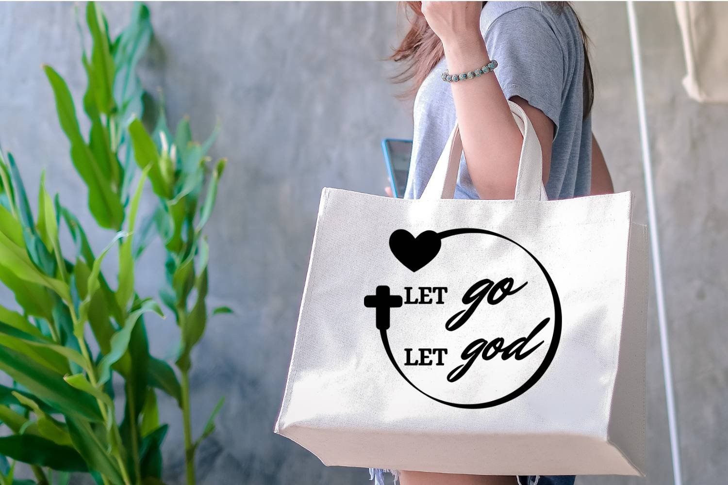 Religious Tshirt Print Let Go Let God - Image 3