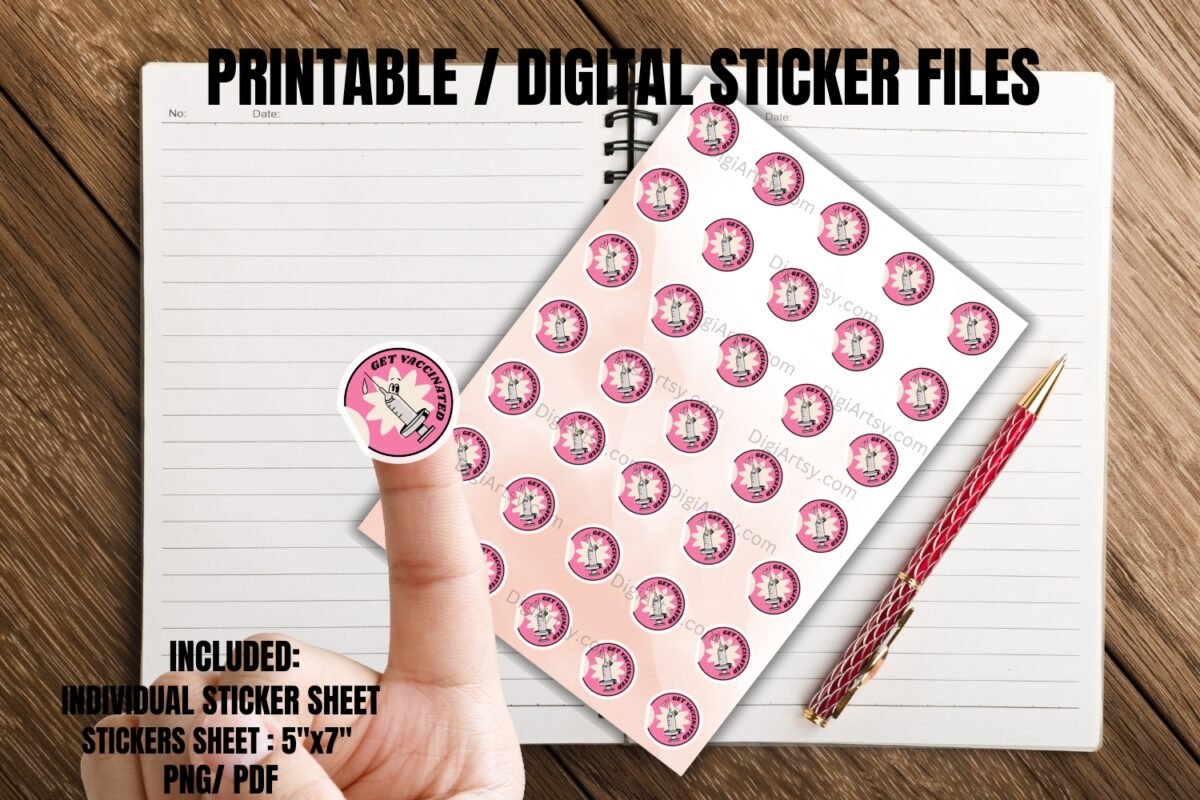 Vaccinated Printable Sticker for Digital Planner