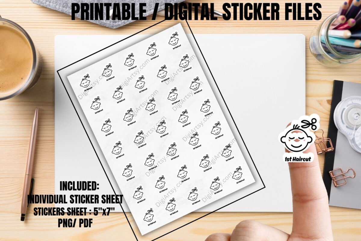 Baby Haircut Printable Planner Stickers