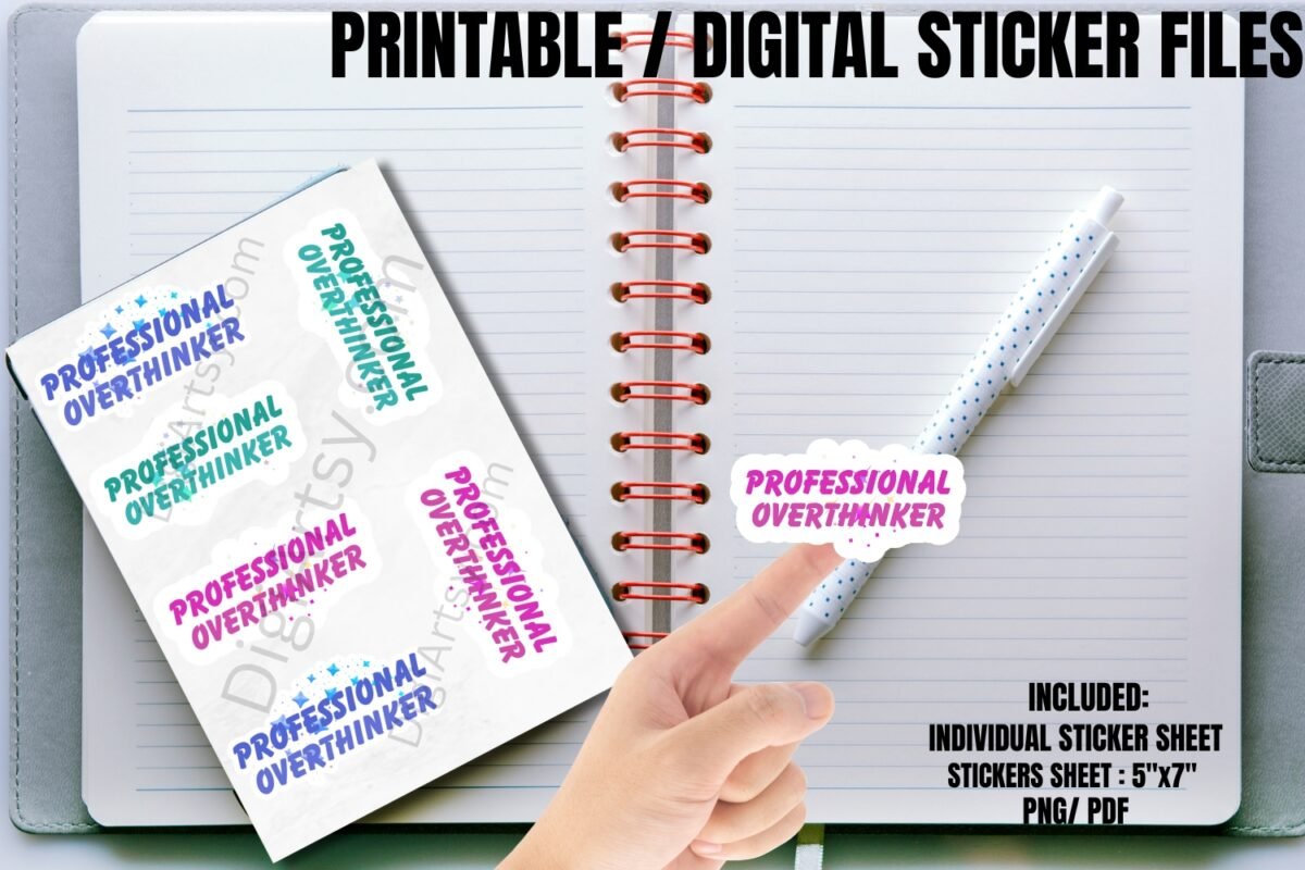 Professional Overthinker Printable Planner Sticker