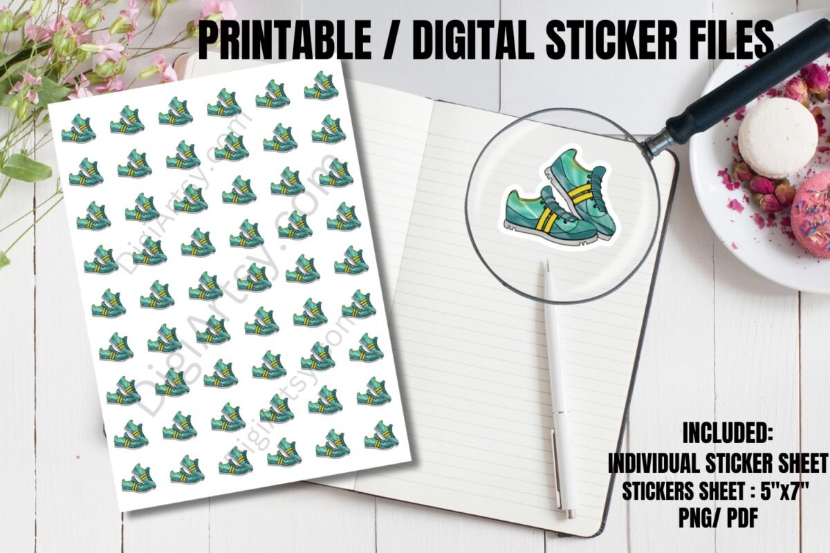 Sneaker Printable Planner Stickers for Fitness