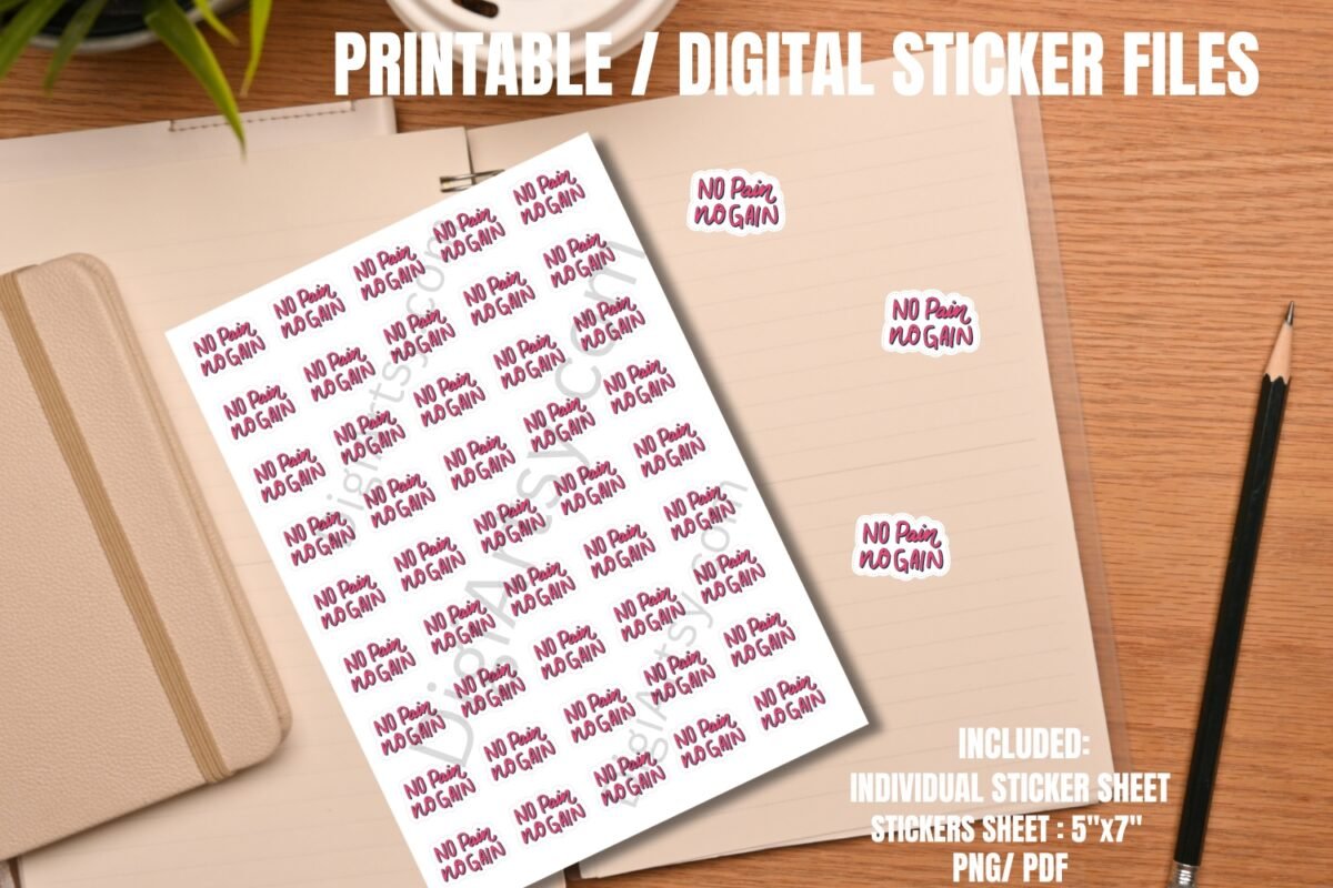 No Pain No Gain Printable Planner Stickers