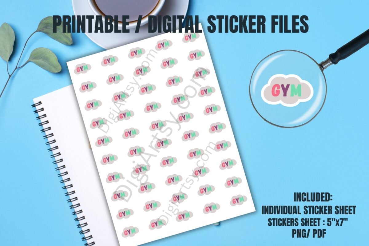 GYM Printable Planner Stickers for Fitness