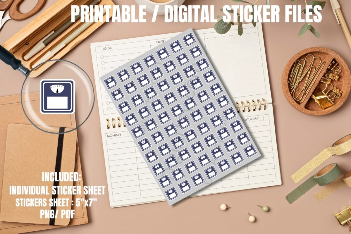 Blue Weight Machine Printable Planner Stickers