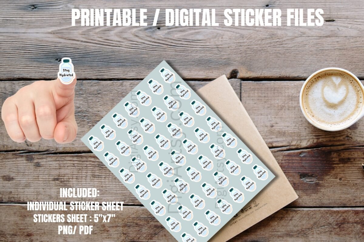 Stay Hydrated Bottle Printable Planner Stickers