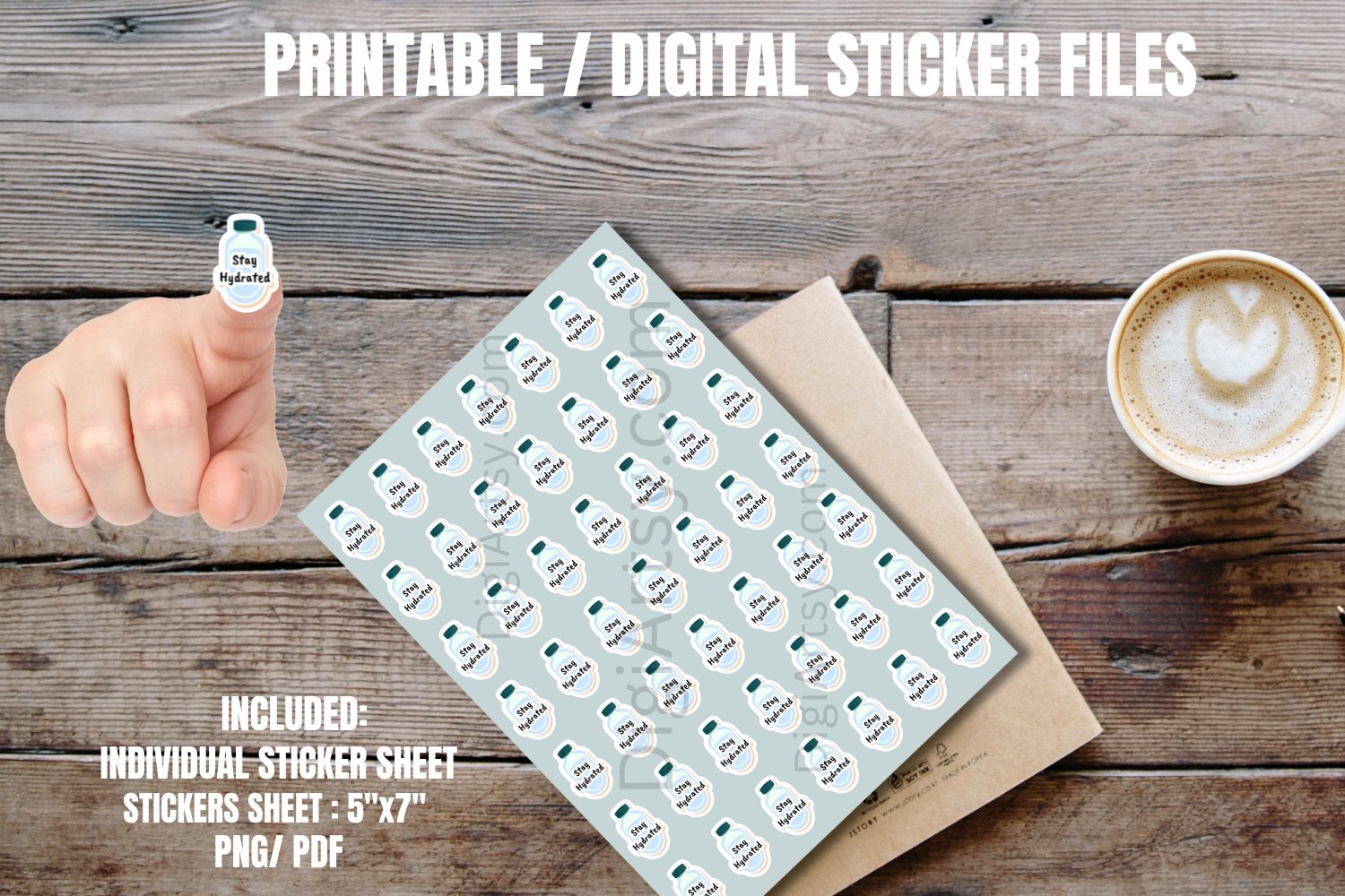 Stay Hydrated Bottle Printable Planner Stickers