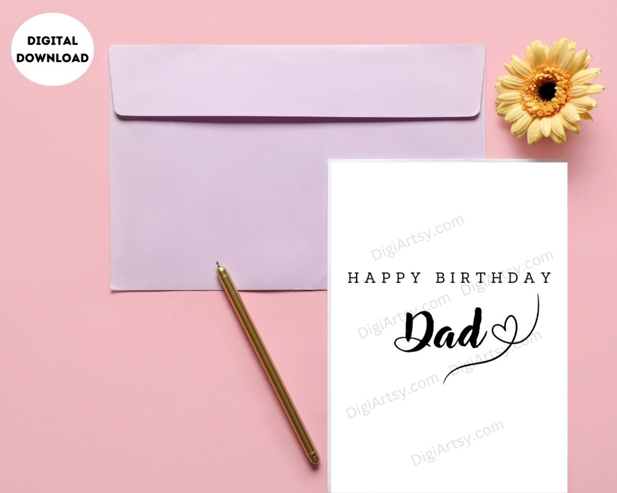 Sweet Happy Birthday Dad Greeting Card Digital Print