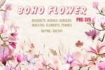 Watercolor Boho Flower Clipart Collections