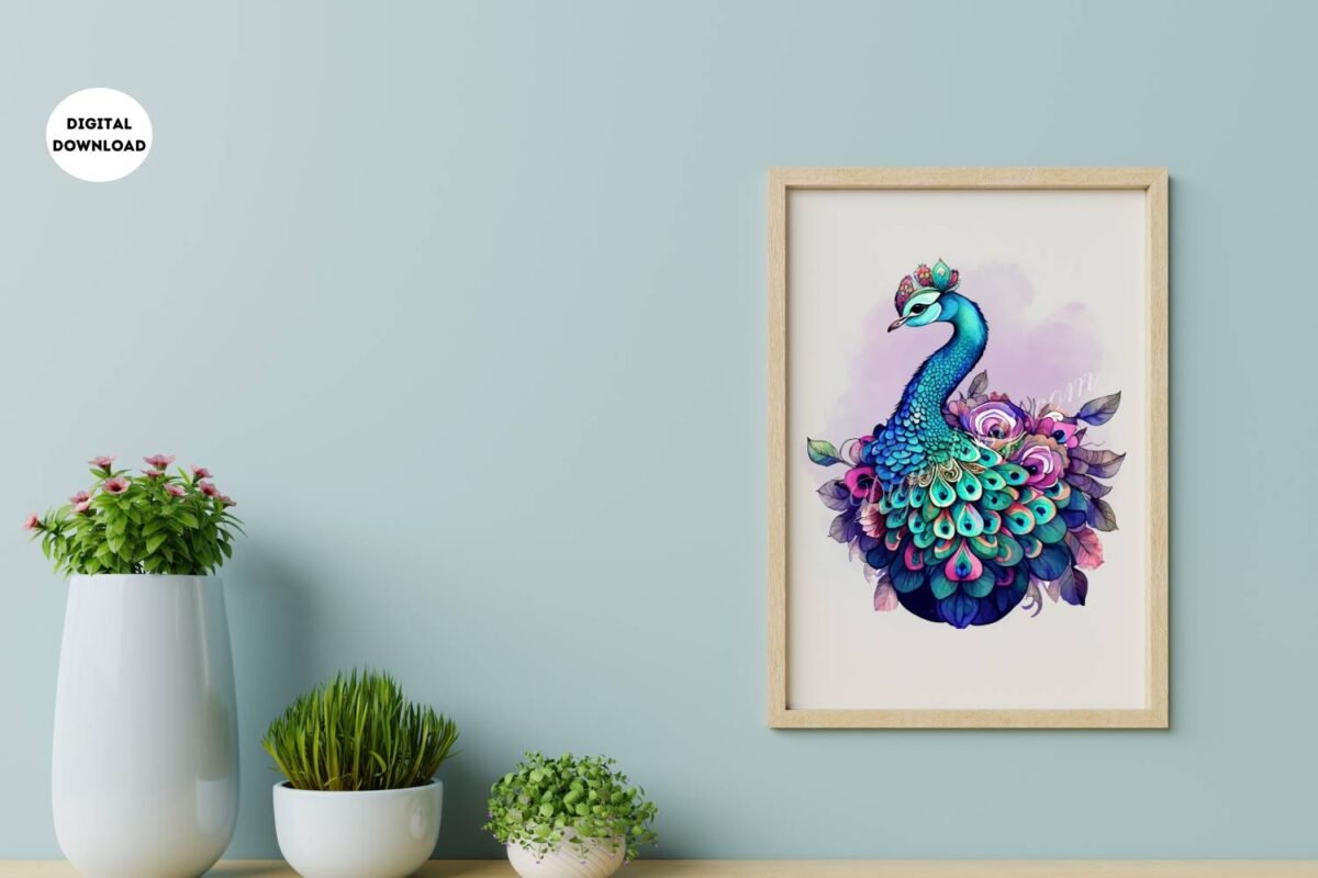 Watercolor Peacock Wall Art