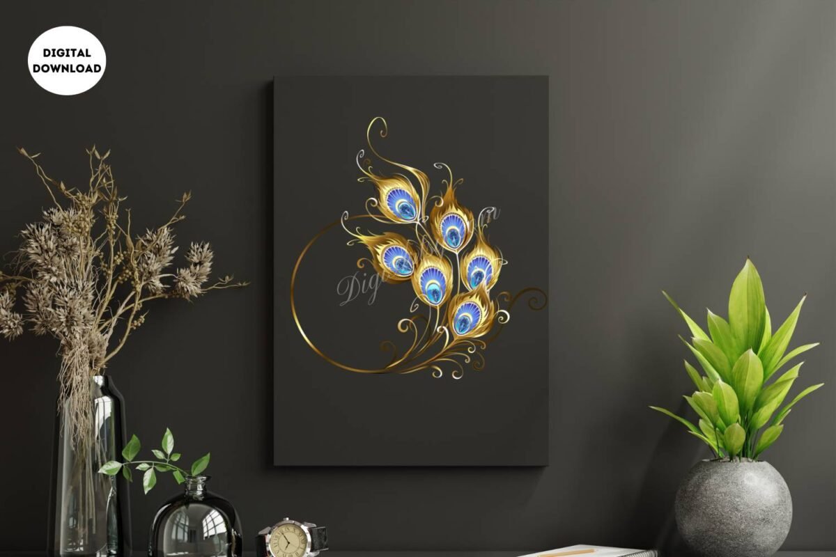Watercolor Peacock Feather Wall Art
