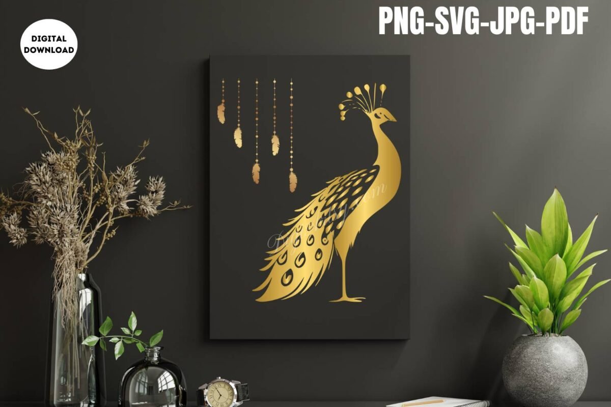 Golden Peacock Clipart