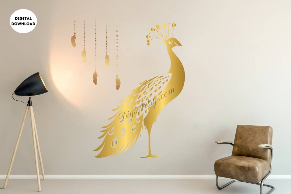 Golden Peacock Wall Art