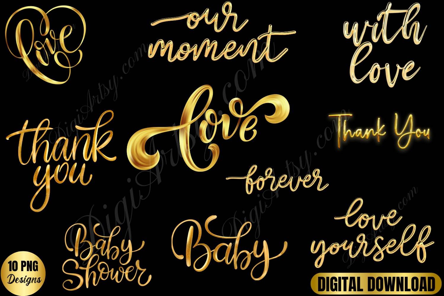 Gold Foil Names Clipart