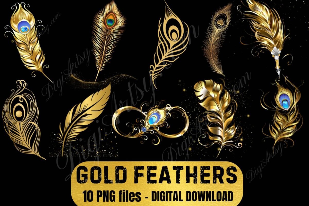 Gold Foil Feathers Clipart