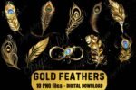 Gold Foil Feathers Clipart