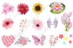 Neutral Watercolor Floral Elements clipart