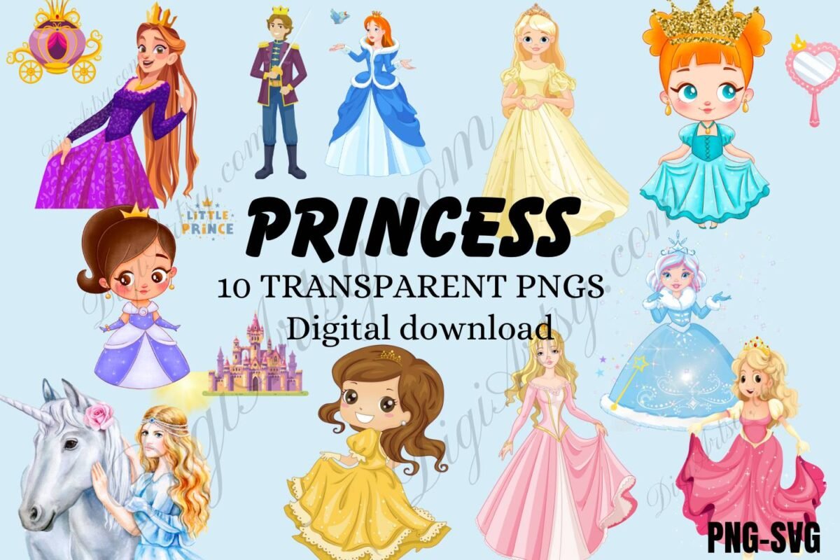 Princess Clipart PNG Bundle