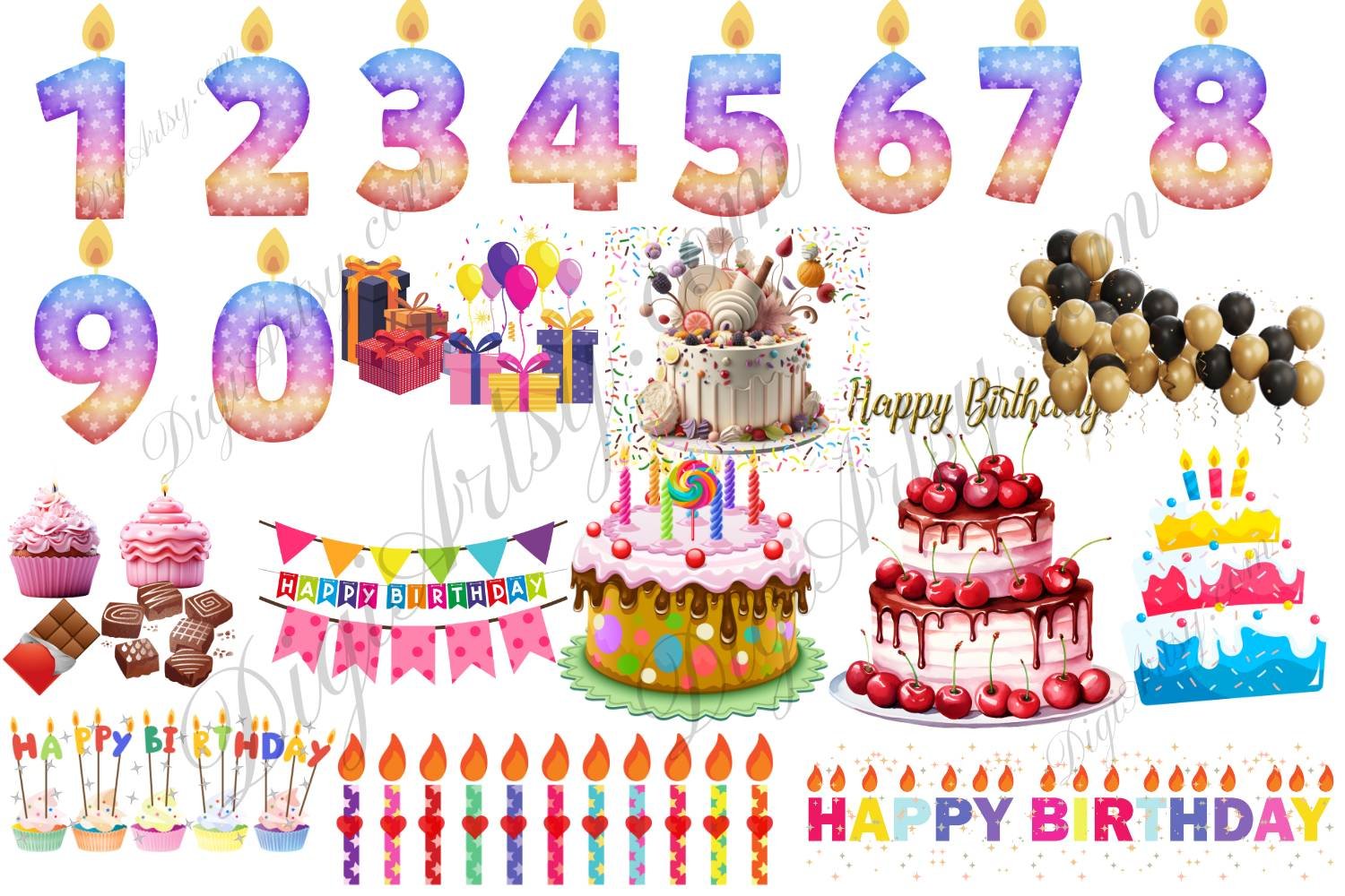 Boho Birthday Clipart