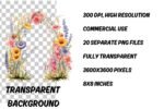 Bright watercolor flowers png