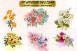 Spring Watercolor Flowers Clipart