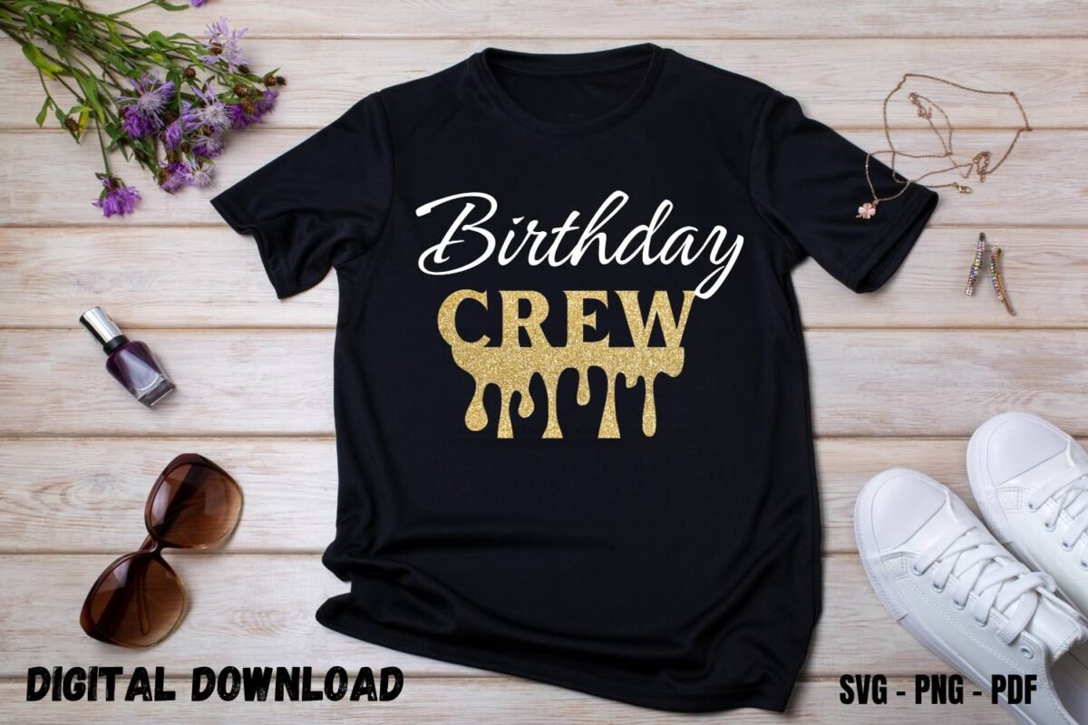 Golden Birthday Crew Design Print for Tshirt