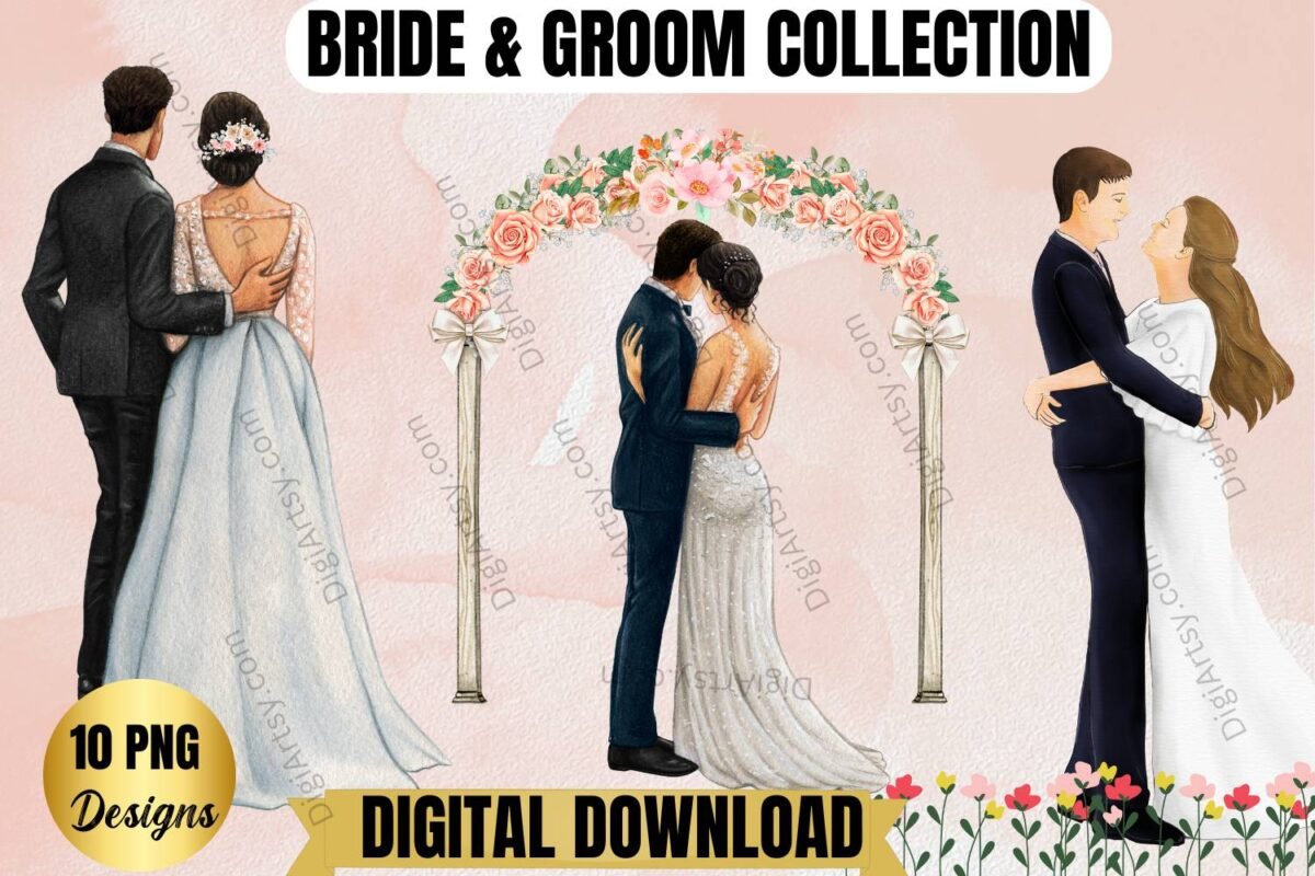 Bride and Groom Clipart for Wedding
