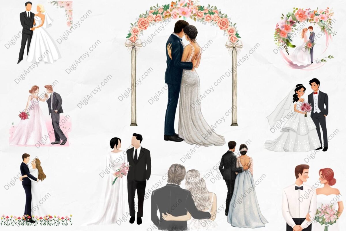 Bride and Groom Clipart svg