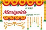 Marigold Flower Garland clipart Bundle