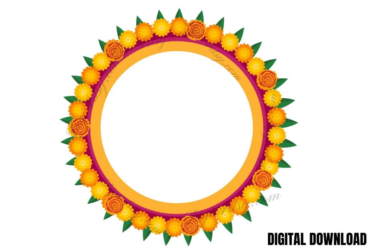 Trendy Marigold Flower Ring clipart SVG PNG