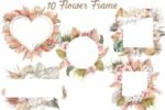 Boho Flower Frames Clipart