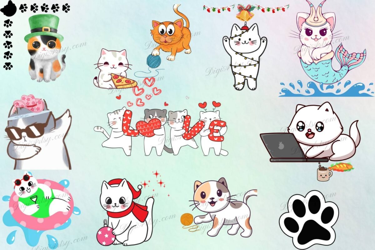 Cats Digital clipart set