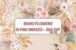 Watercolor Boho Flower Clipart Bundle