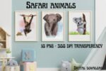 Watercolor Safari Baby Animals Clipart
