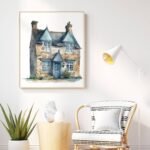 Vintage House Landscape Art Print