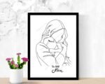 Mom and Baby Line Art